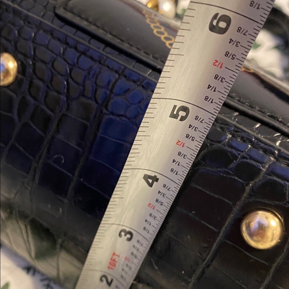 Black Croc-Embossed Handbag with Face Design, fun purse good condition - Picture 9 of 9